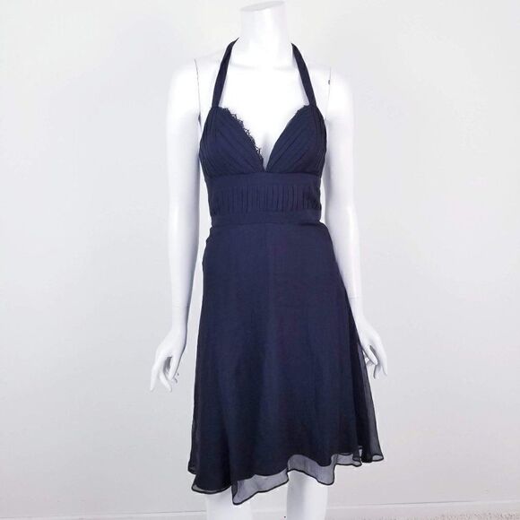White House Black Market Dresses & Skirts - WHBM Womens Size 0 Black Silk Halter Top Cocktail Mini Dress NWT